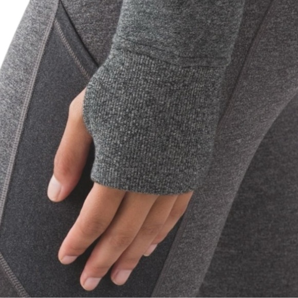 Lululemon Scuba Hoodie Light Cotton Fleece Size 2 Heathered Speckled Black Grey - Picture 5 of 16